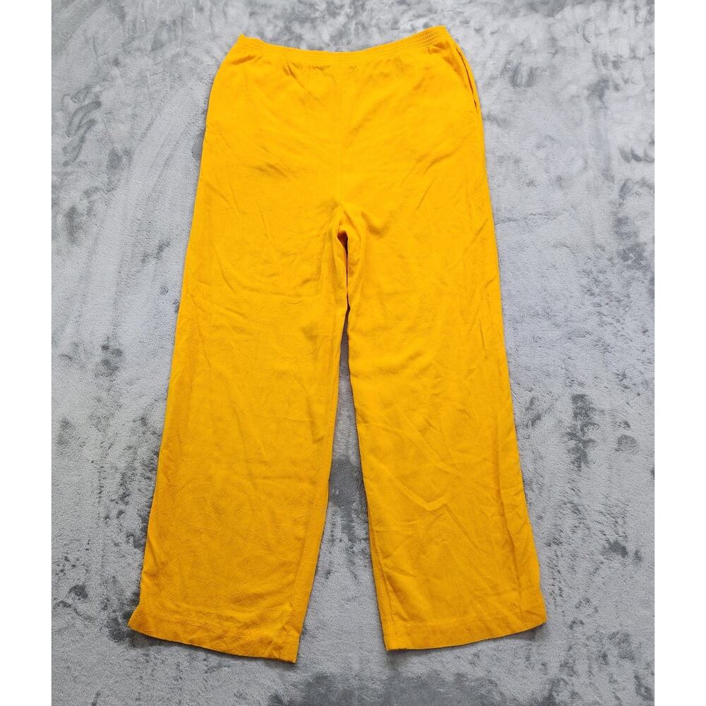 Vintage Liz Claiborne Pants Womens 10 Yellow Pull On High‎ Rise Wide Leg Pockets